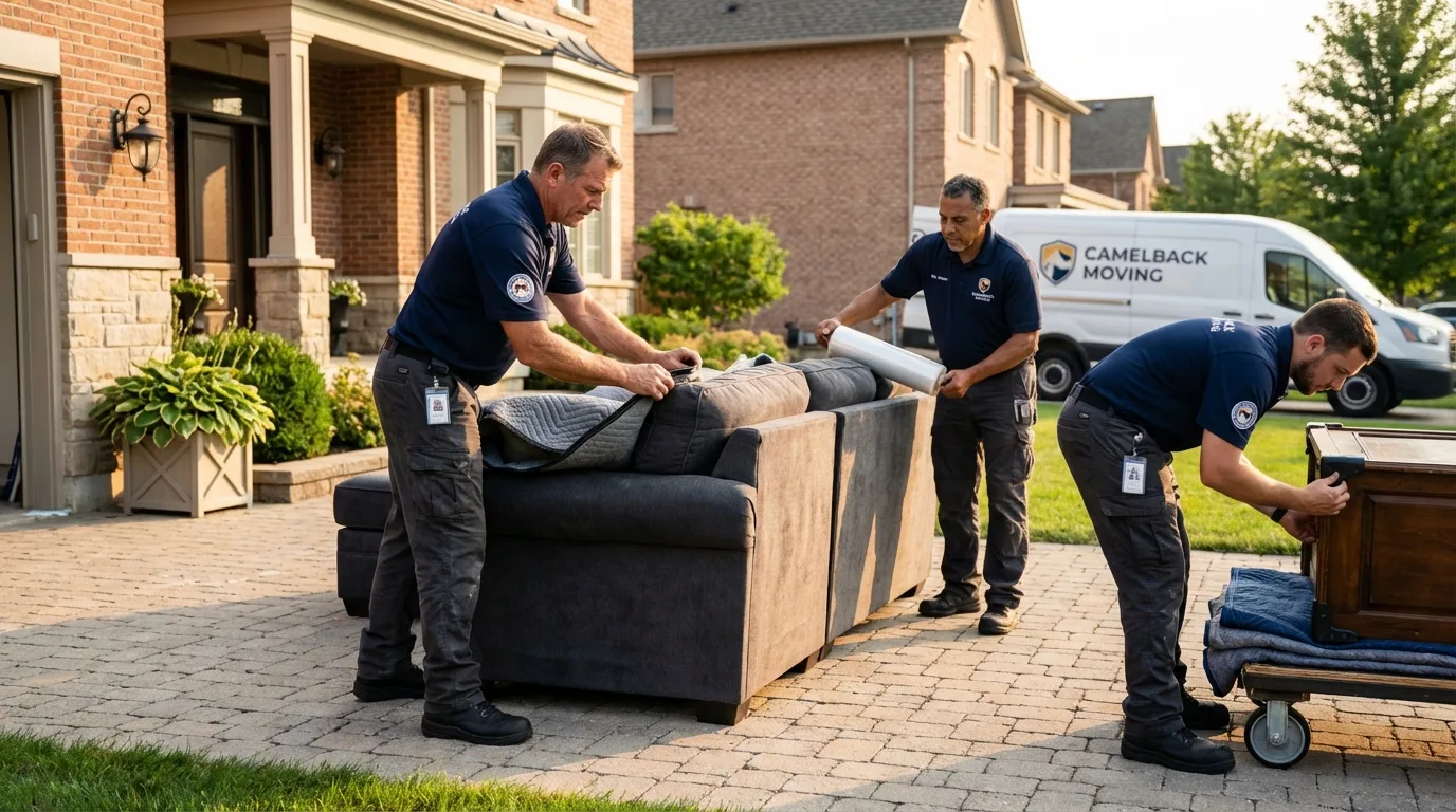 Large estate moving crew wrapping furniture in Mount Ayr, IA